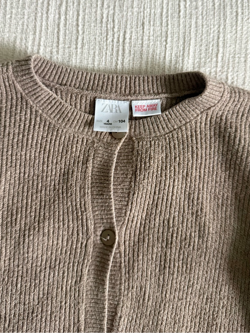 Zara Neutral Beige Ribbed Button Cardigan - Picture 2 of 5